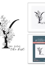 Spellbinders BetterPress - Everyday Occasion Floral Alphabet Collection - Floral Y and Sentiment Press Plate