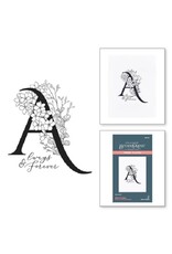 Spellbinders Everyday Occasion Floral Alphabet Collection - Floral A and Sentiment Press Plate