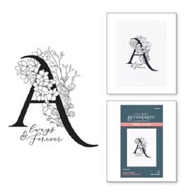 Spellbinders BetterPress - Everyday Occasion Floral Alphabet Collection - Floral A and Sentiment Press Plate