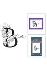 Spellbinders Everyday Occasion Floral Alphabet Collection - Floral B and Sentiment Press Plate