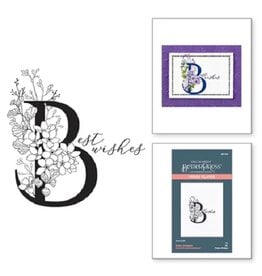 Spellbinders BetterPress - Everyday Occasion Floral Alphabet Collection - Floral B & Sentiment Press Plate