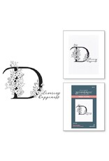 Spellbinders Everyday Occasion Floral Alphabet Collection - Floral D and Sentiment Press Plate