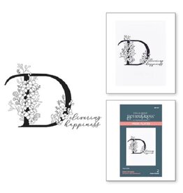 Spellbinders BetterPress - Everyday Occasion Floral Alphabet Collection - Floral D and Sentiment Press Plate