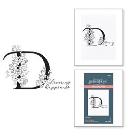 Spellbinders Everyday Occasion Floral Alphabet Collection - Floral D and Sentiment Press Plate