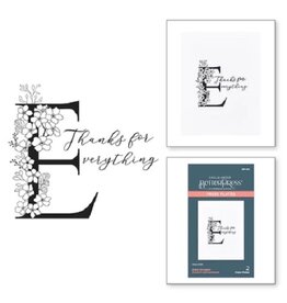 Spellbinders Everyday Occasion Floral Alphabet Collection - Floral E and Sentiment Press Plate