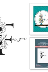 Spellbinders Everyday Occasion Floral Alphabet Collection - Floral F and Sentiment - Press Plates