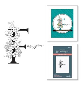 Spellbinders Everyday Occasion Floral Alphabet Collection - Floral F and Sentiment Press Plate