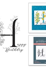 Spellbinders BetterPress - Everyday Occasion Floral Alphabet Collection - Floral H and Sentiment Press Plate