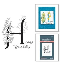 Spellbinders BetterPress - Everyday Occasion Floral Alphabet Collection - Floral H and Sentiment Press Plate