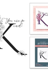 Spellbinders Everyday Occasion Floral Alphabet Collection - Floral K and Sentiment - Press Plates