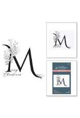 Spellbinders Everyday Occasion Floral Alphabet Collection - Floral M and Sentiment Press Plate