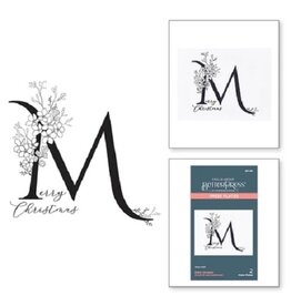 Spellbinders BetterPress - Everyday Occasion Floral Alphabet Collection - Floral M and Sentiment Press Plate