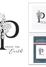 Spellbinders Everyday Occasion Floral Alphabet Collection - Floral P and Sentiment - Press Plates