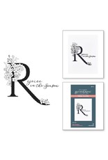 Spellbinders Everyday Occasion Floral Alphabet Collection - Floral R and Sentiment Press Plate