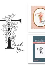 Spellbinders BetterPress - Everyday Occasion Floral Alphabet Collection - Floral T and Sentiment Press Plate