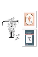 Spellbinders Everyday Occasion Floral Alphabet Collection - Floral T and Sentiment Press Plate