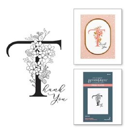 Spellbinders BetterPress - Everyday Occasion Floral Alphabet Collection - Floral T and Sentiment Press Plate