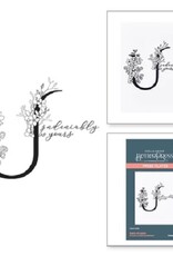 Spellbinders Everyday Occasion Floral Alphabet Collection - Floral U and Sentiment - Press Plates
