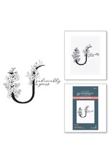 Spellbinders Everyday Occasion Floral Alphabet Collection - Floral U and Sentiment Press Plate