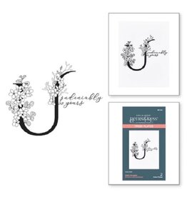 Spellbinders BetterPress - Everyday Occasion Floral Alphabet Collection - Floral U and Sentiment Press Plate