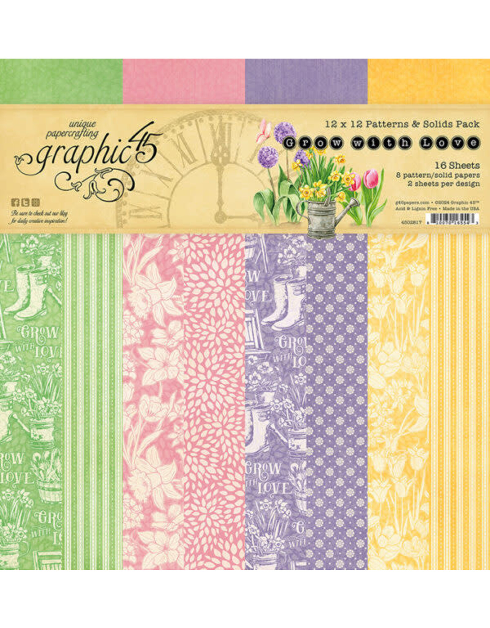 Graphic 45 Grow with Love 12x12 Patterns & Solids Pack