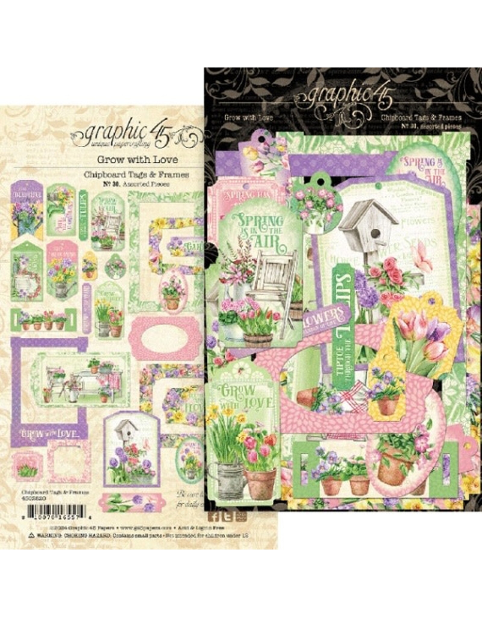 Graphic 45 Grow with Love Chipboard Tags & Frames