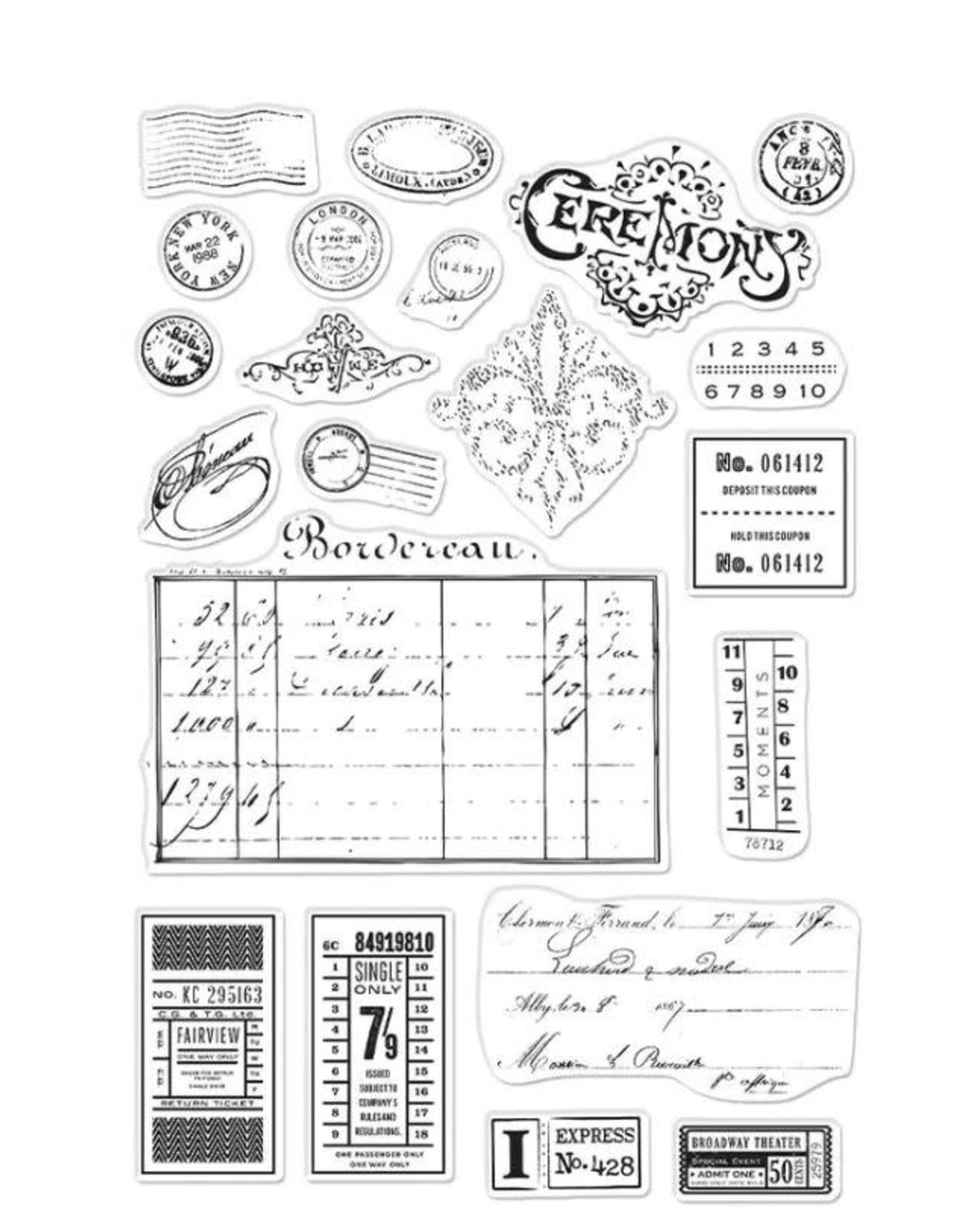 Hero Arts Vintage Postmarks and Tickets Stamp