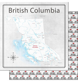 Scrapbook Customs/Stamping Station British Colombia Adventure Map - 12x12 Pattern Paper