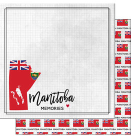 Scrapbook Customs/Stamping Station Manitoba Adventure flag paper