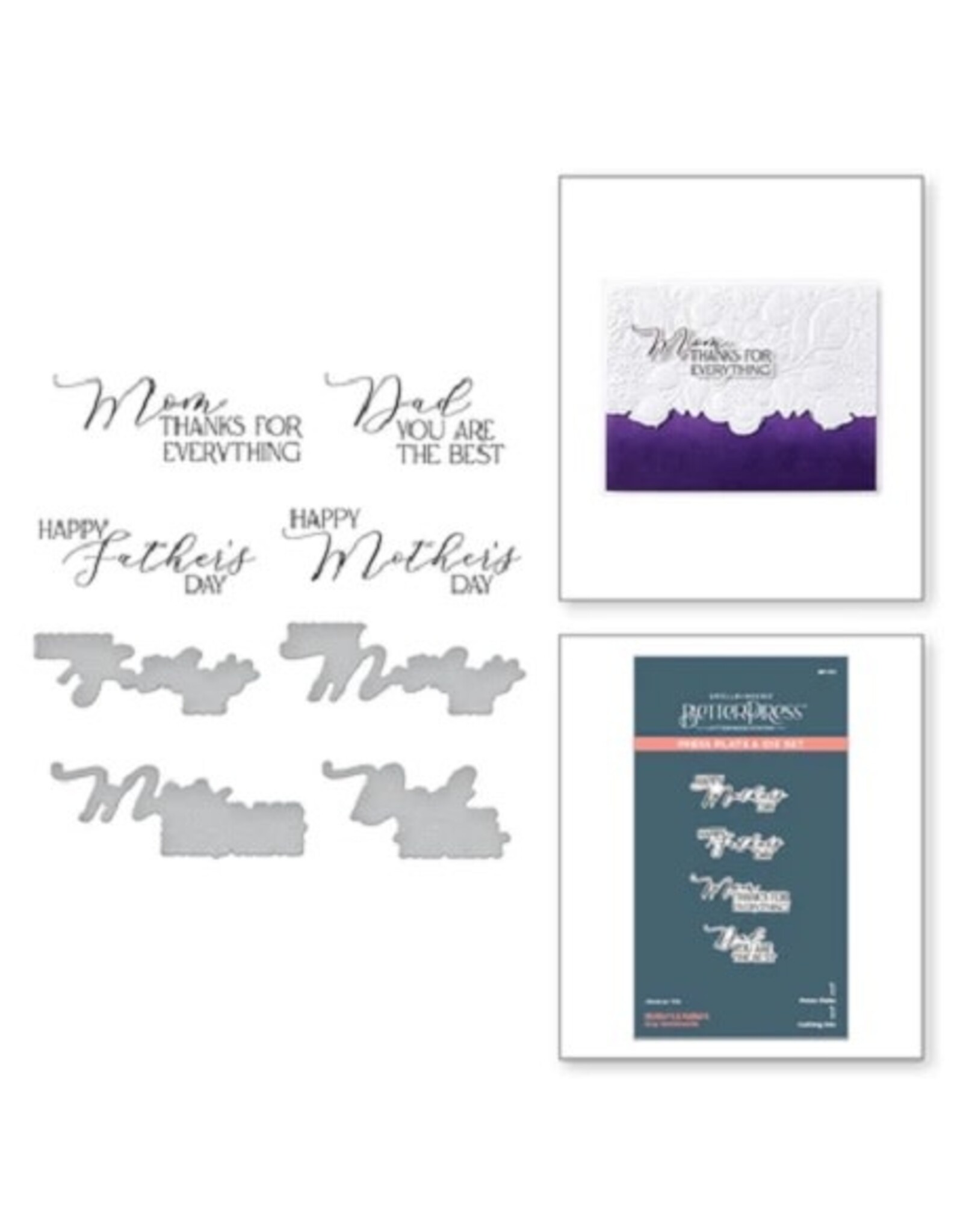Spellbinders Mirrored Arch Collection - Mother's & Father's Day Sentiments Press Plate