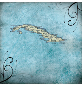 Scrapbook Customs Cuba travel map paper