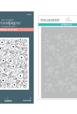 Spellbinders Let's Celebrate Collection - Floral Celebration Press Plate & Stencil Bundle