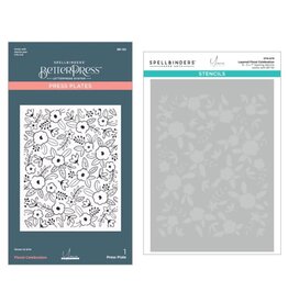 Spellbinders Let's Celebrate Collection - Floral Celebration Press Plate & Stencil Bundle