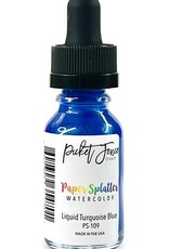 Picket Fence Paper Splatter Watercolor - Liquid Turquoise Blue *