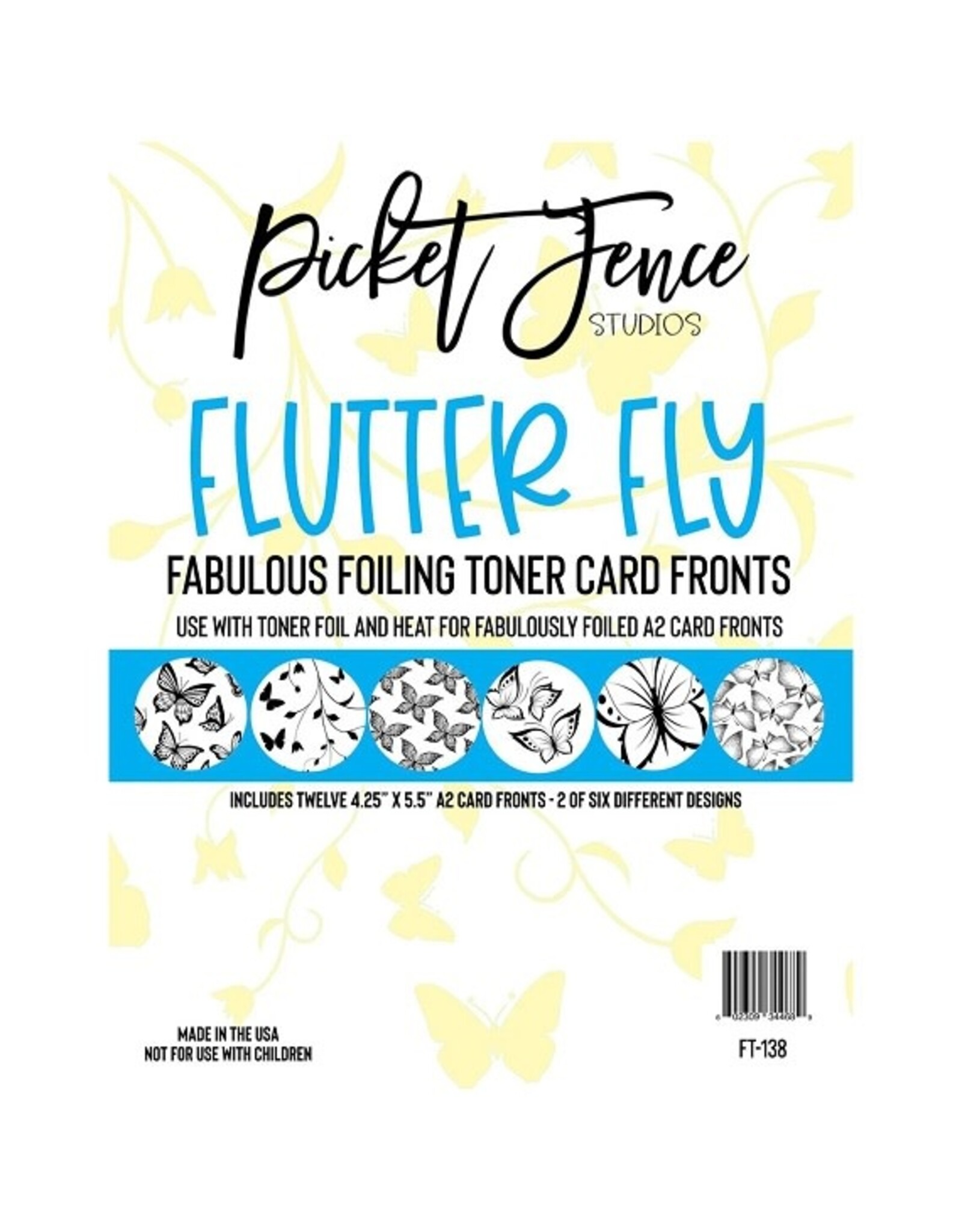 PICKET FENCE STUDIOS Fabulous Foiling Toner A2 Card Fronts - Flutter Fly