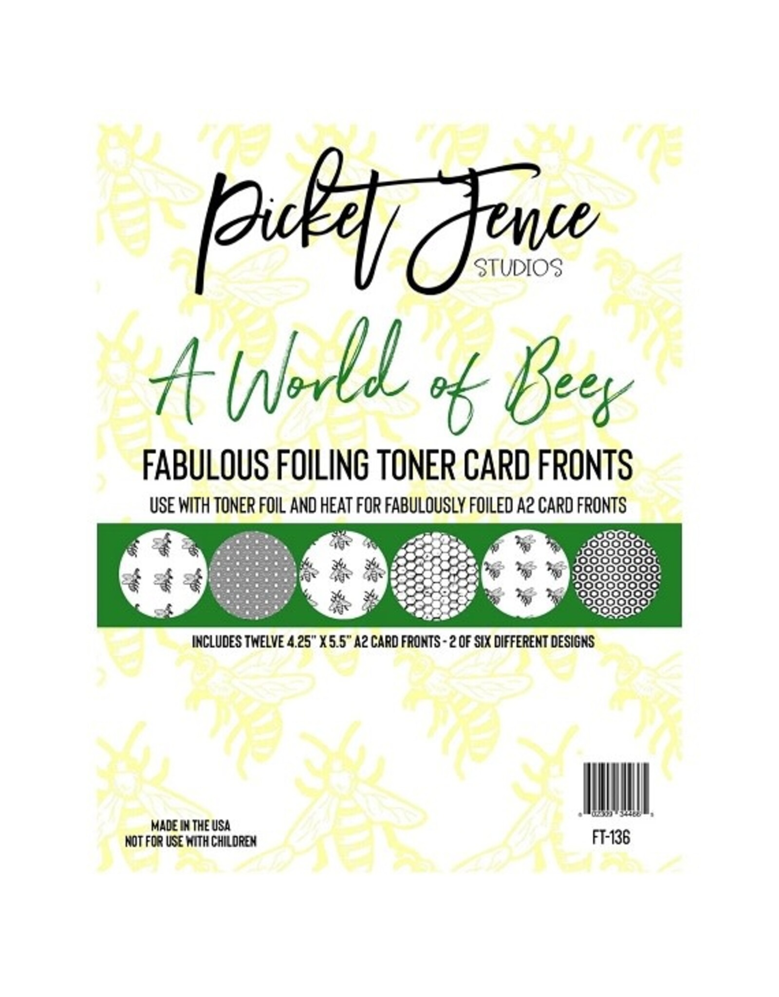 PICKET FENCE STUDIOS Fabulous Foiling Toner A2 Card Fronts - A World of Bees