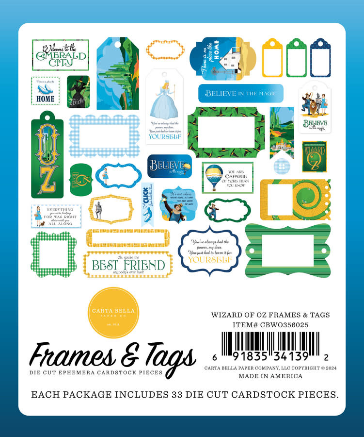 Echo Park Wizard Of Oz Frames & Tags