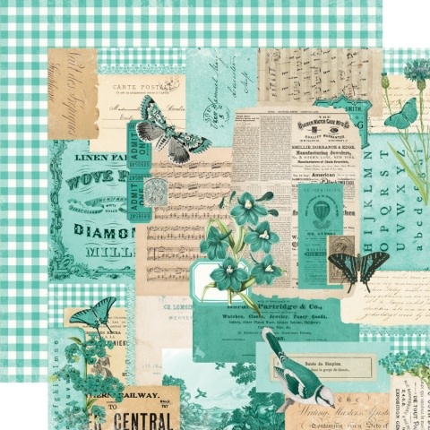Simple Stories Simple Vintage Essentials Color Palette Teal Collage 12X12 Designer Cardstock
