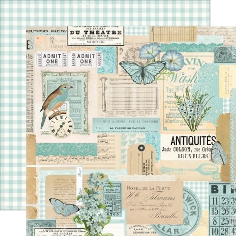 Simple Stories Simple Vintage Essentials Color Palette Mint Collage 12X12 Designer Cardstock