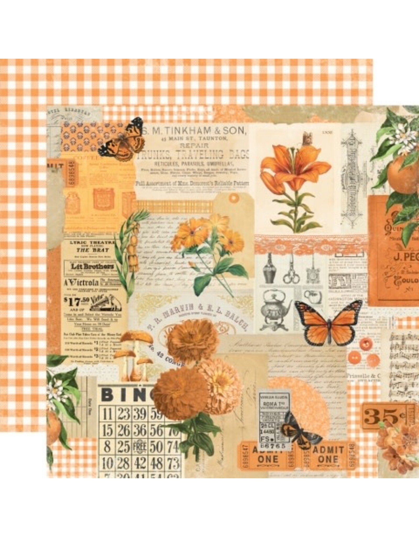 Simple Stories Simple Vintage Essentials Color Palette Orange Collage 12X12 Designer Cardstock