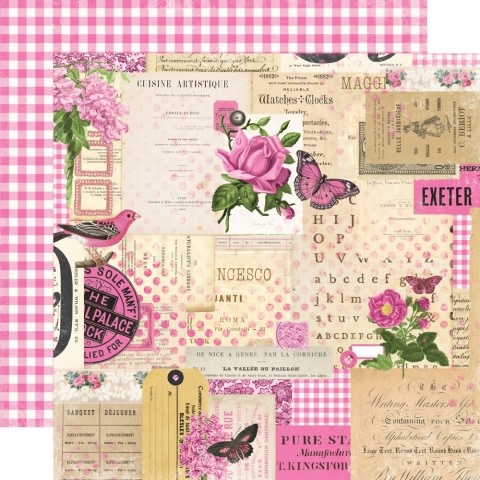 Simple Stories Simple Vintage Essentials Color Palette Pink Collage 12X12 Designer Cardstock