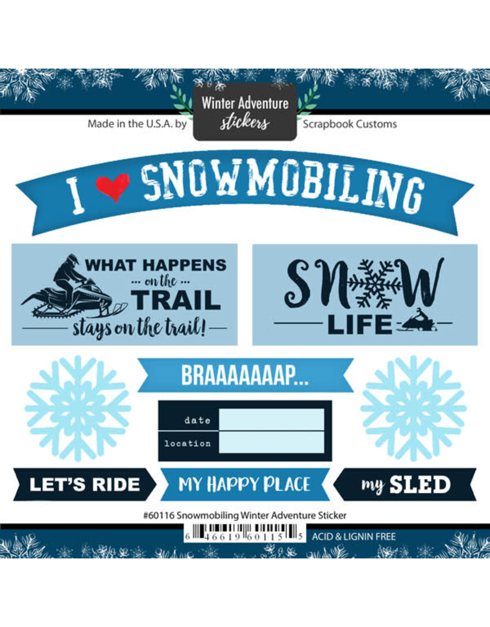 Scrapbook Customs Snowmobiling Stickers