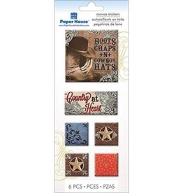 PAPER HOUSE PRODUCTIONS Cowboy hat and boots canvas stickers