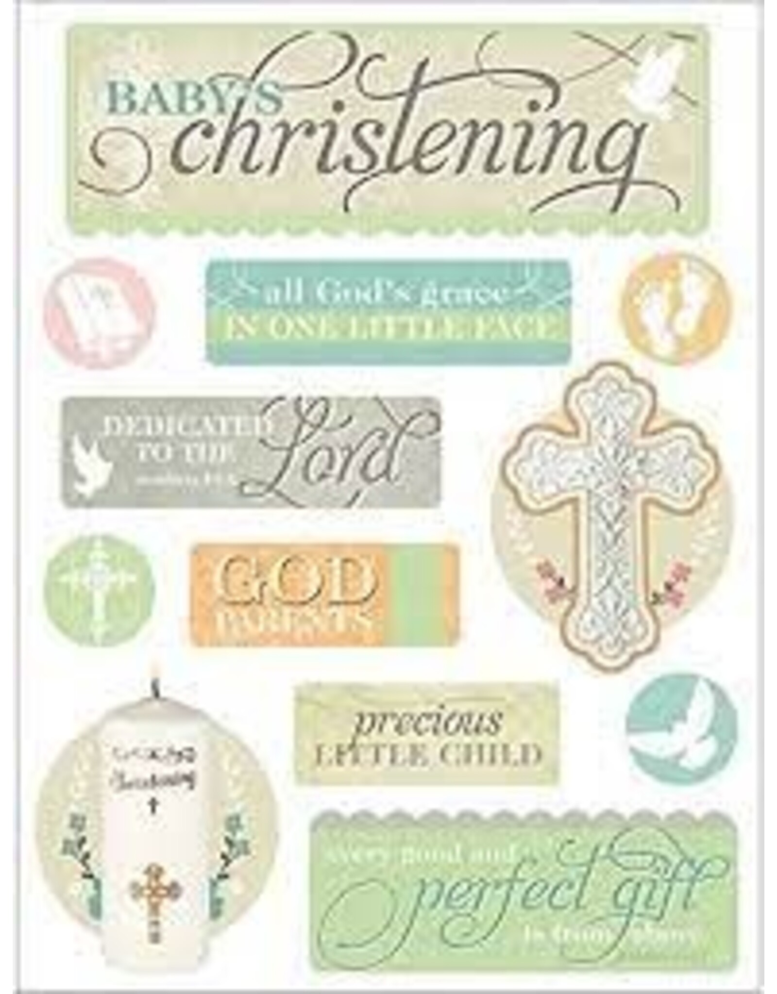 Baby's christening chipoxy stickers