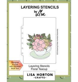 Ecstasy Crafts Lisa Horton Crafts Floral Teacup 5x7 Layering Stencils