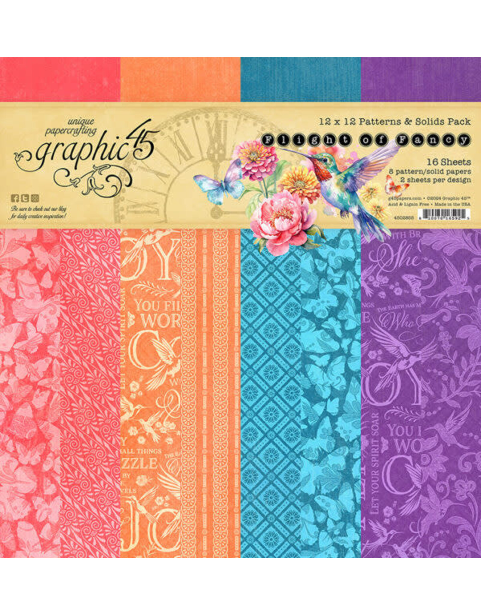 Graphic 45 Flight of Fancy 12x12 Patterns & Solids Pack