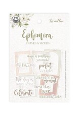 P13 Love and Lace - Ephemera set Frames and Words - 13pcs