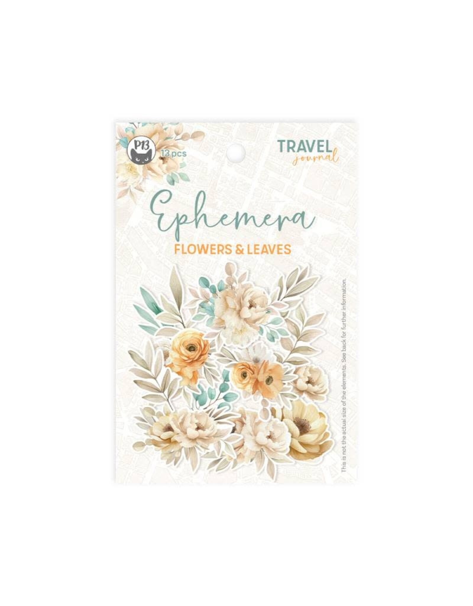 P13 Travel Journal Ephemera set Flowers and leaves, 13pcs