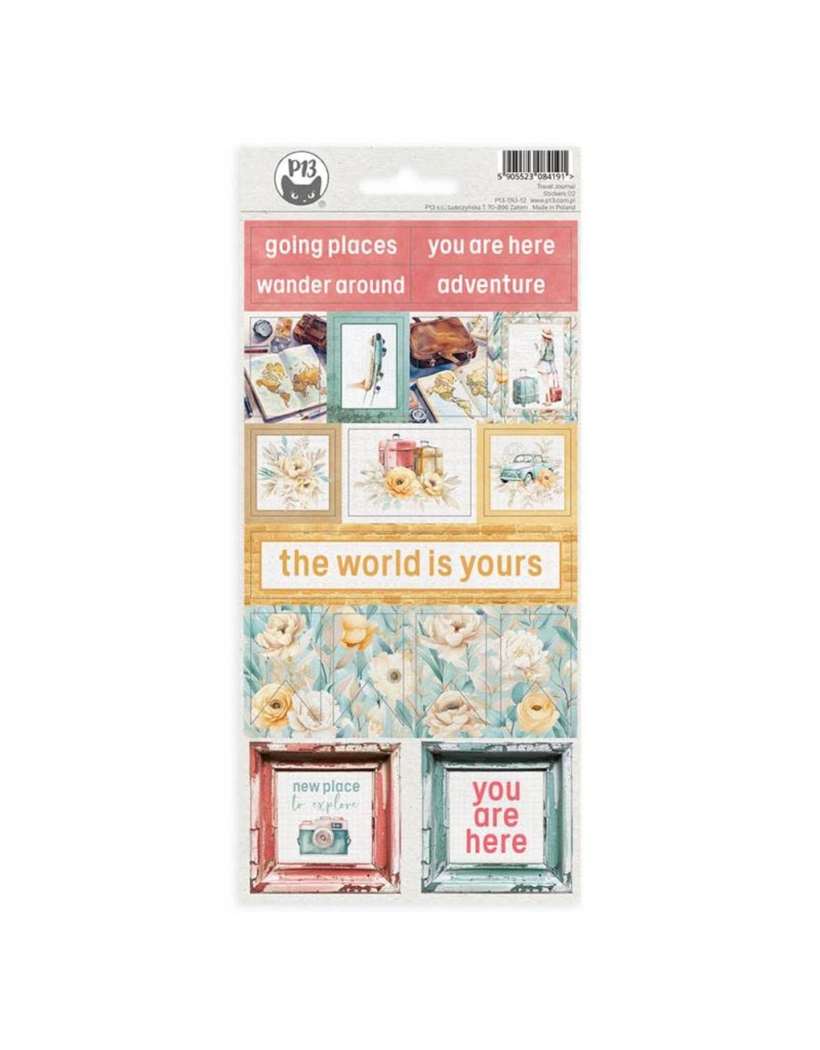 P13 Travel Journal Sticker sheet  02, 10,5 x 23cm