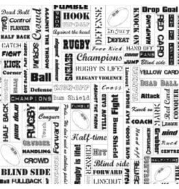 Scrapbook Customs Rugby words paper